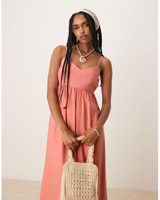 Mango A-line Cut Out Side Panel Detail Dress Maxi Dress in Pink | Lyst