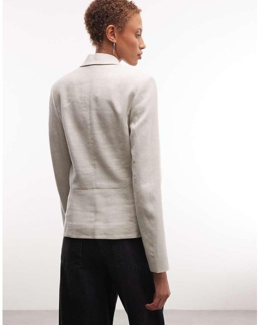 Weekday White Fitted Linen Button Up Jacket