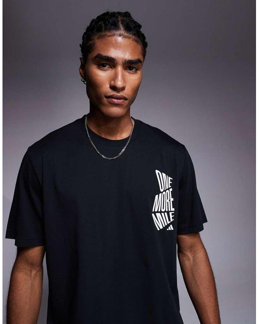 Adidas Originals Blue Adidas Running T-shirt With One More Mile Graphic for men