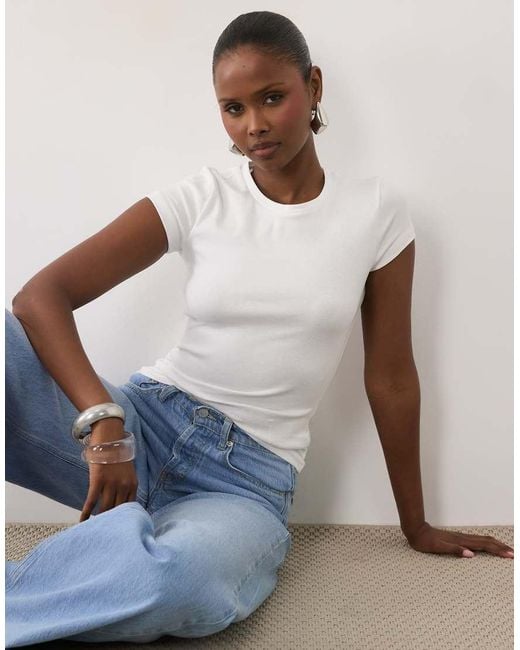 Gina Tricot White Crew Neck Top