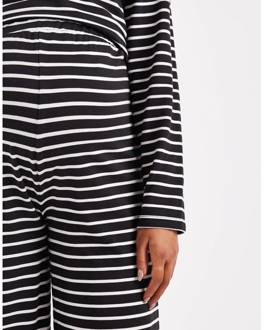 Mama.licious Blue Mamalicious Maternity Soft Jersey Wide Leg Trouser Co-ord