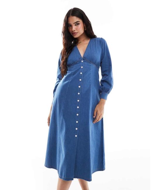 Nobody's Child Blue Shannon Denim Midi Dress
