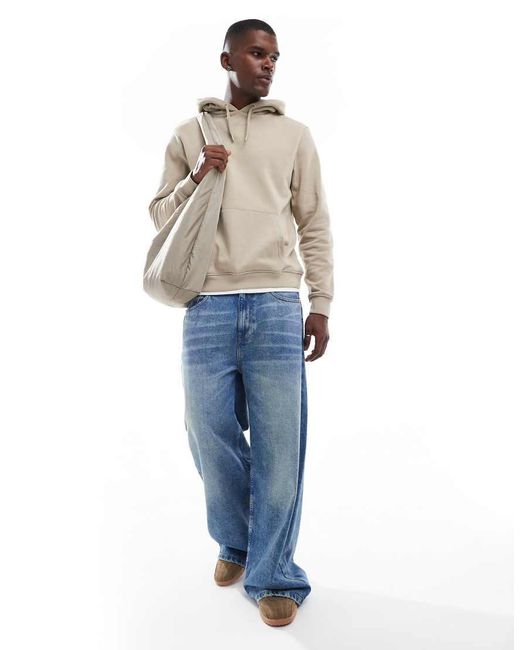 Threadbare Natural Mock T-Shirt Pullover Hoodie for men