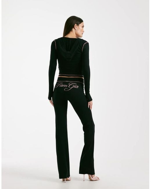 I.AM.GIA Black Blare Logo Back Print Contrast Stitch Track Pants