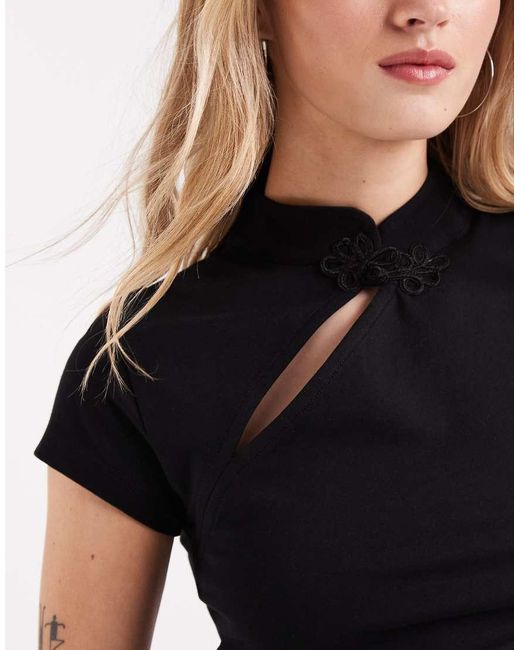 ASOS Black Stand Up Collar Fitted Top