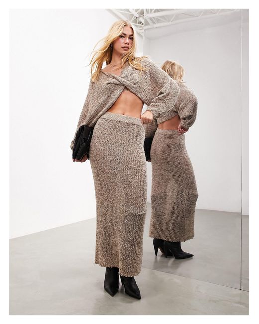 ASOS Natural Semi Sheer Column Knitted Maxi Skirt