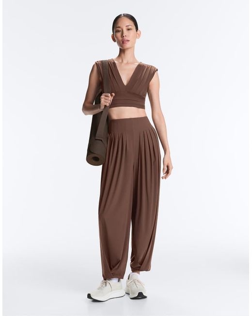 Oysho Brown Light Touch Long Bloomer Trousers