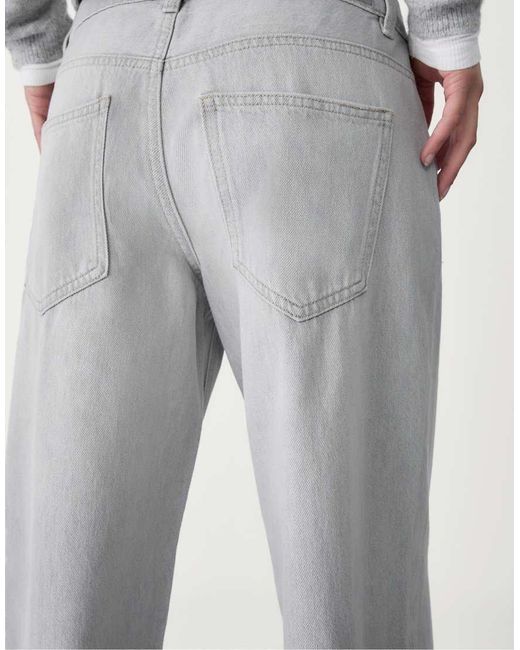 Stradivarius Gray Low Waist baggy Jeans