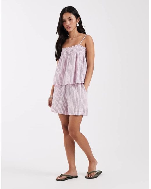 JJXX Purple Seersucker Stripe Top