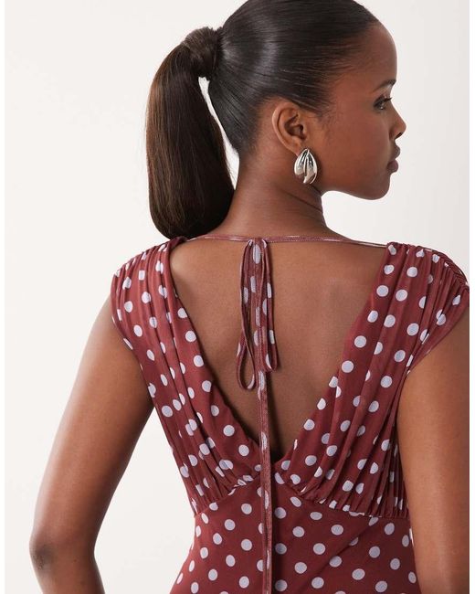 ASOS Red Mesh Off Shoulder Maxi Dress With Fishtail Skirt