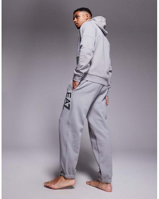 EA7 Gray Armani Train Visibility Logo Joggers Co-Ord for men