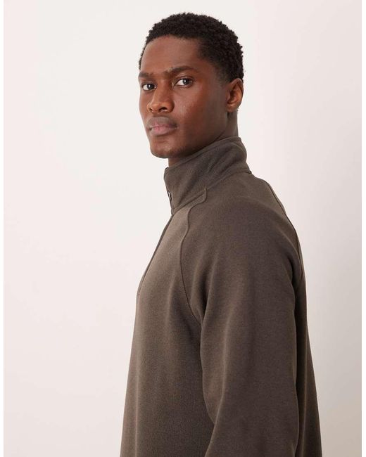 ARKET Brown Half Zip Fleece Sweatshirt for men