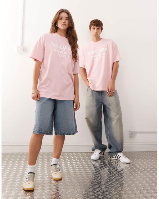 Collusion Pink T-Shirt With Logo Print