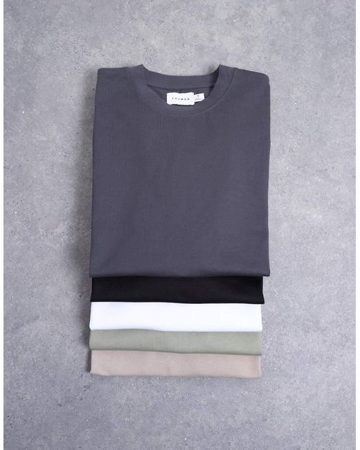 Topman Black 5 Pack Relaxed T-shirt for men