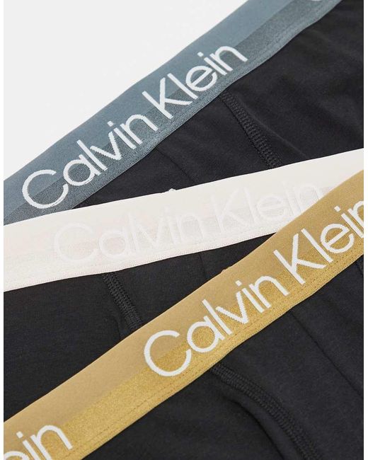 Pack De 3 Calzoncillos Negros Con Cinturillas De Colores Modern Structure De Calvin Klein de hombre de color Black