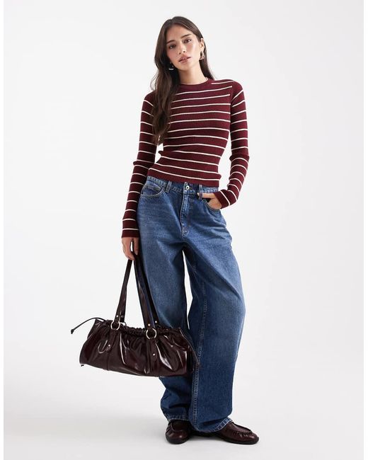 Pieces Red Rib Knit Top