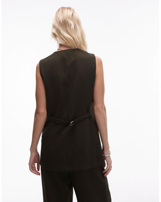 TOPSHOP Black Fitted Longline Vest