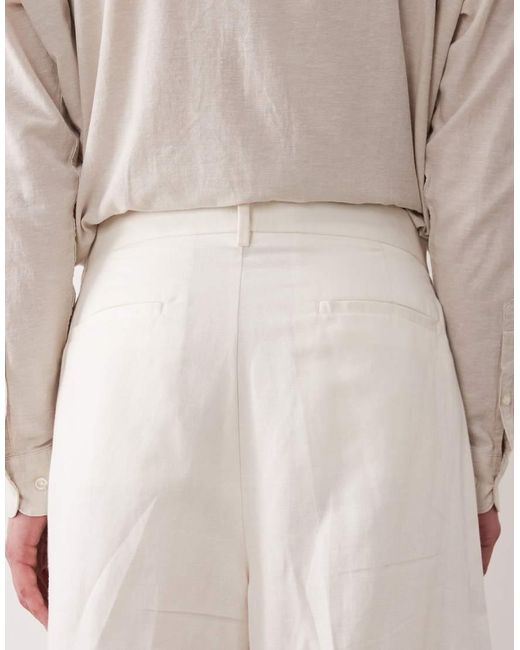 ASOS Natural Linen Rich Oversized Bermuda Dress Shorts for men
