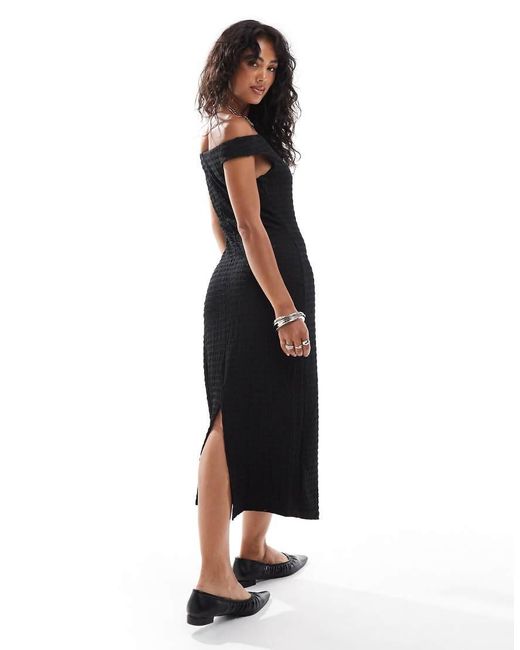 Mango Black Bardot Midi Dress