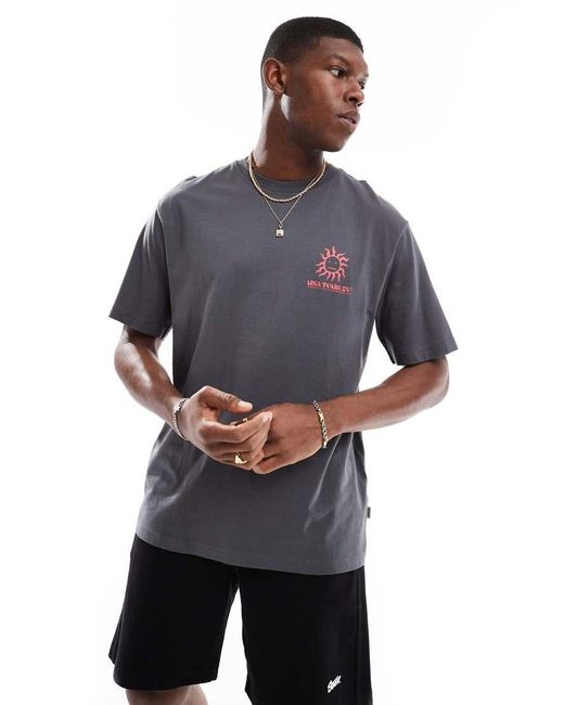 Only & Sons T-Shirt Met Oversized Pasvorm En Usa Tour-Print Op De Achterkant in het Gray voor heren
