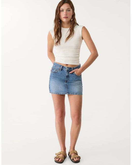 Stradivarius White Ruched Short Sleeve Top
