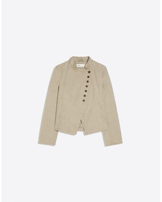 Bershka Brown Double-Breasted Button-Up Blazer