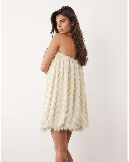 ASOS Natural Wave Textured Bubble Sweetheart Neck Mini Dress