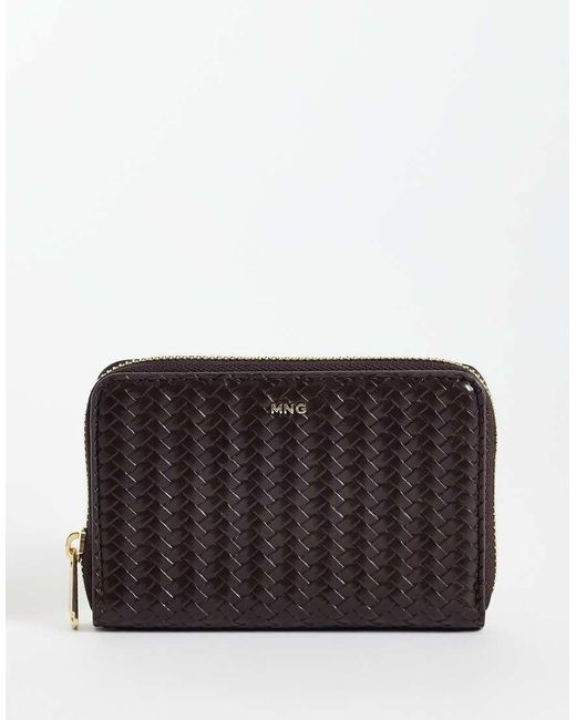 Mango Black Textured Faux Leather Purse