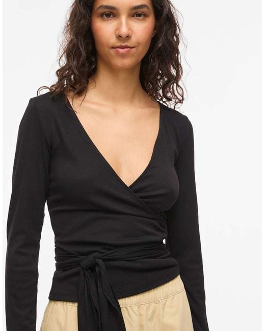 Vila Black Wrap Top