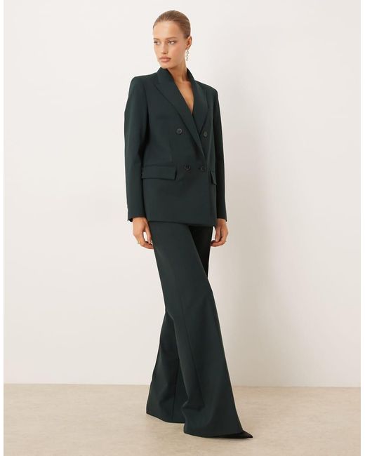 Mango Green Irese Wool Mix Tailored Flared Trouser Co-ord