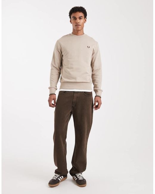 Fred Perry Natural Tipped Crew Neck Sweatshirt for men