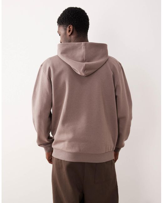 ASOS Brown Relaxed Fit Hoodie With Chest Print for men