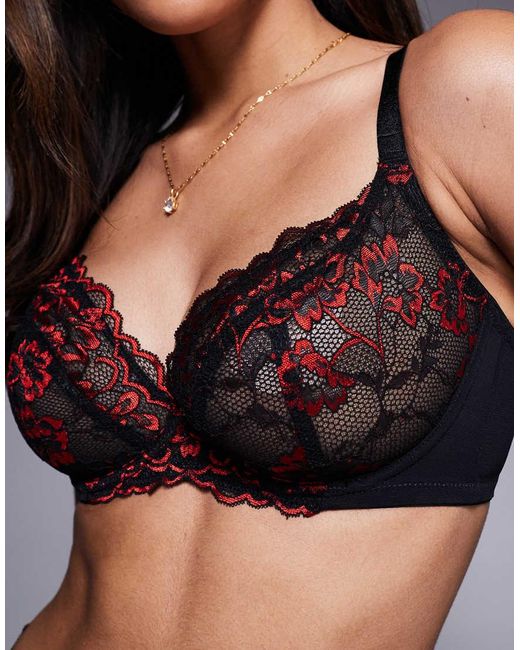 Ann Summers Black Fuller Bust Sexy Lace Non Padded Plunge Bra