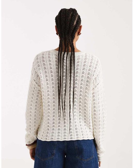 New Look White Open Stitch Jumper