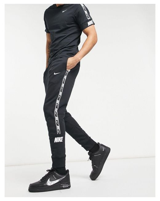 Nike Black Repeat Pack Taping Cuffed joggers for men