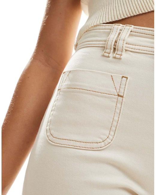 & Other Stories White Stretch High Waist Flared Leg Jeans With Double Belt Loop Detail And Patch Pockets