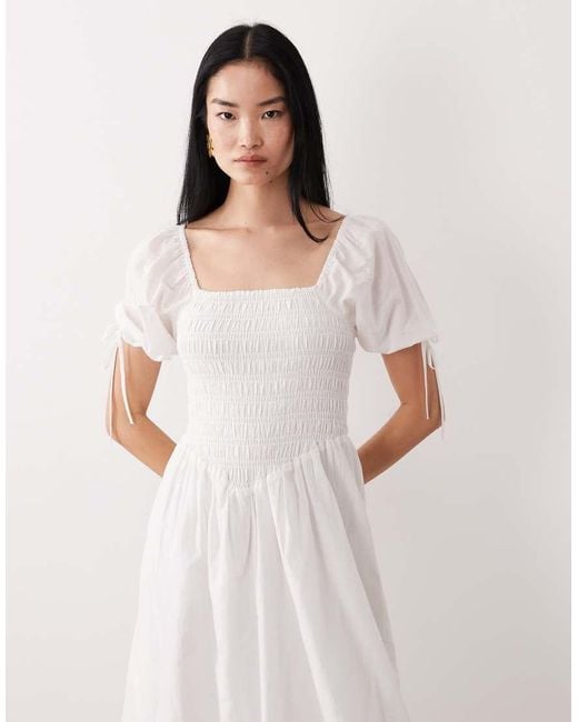 Wednesday's Girl Pink Shirred Detail Midaxi Smock Dress