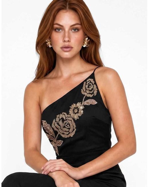 Maya White Embellished Strappy One Shoulder Maxi Dress