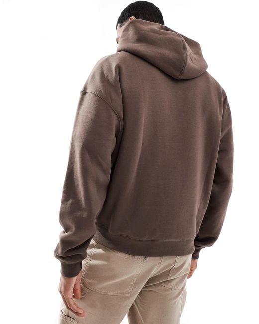 Pull&Bear – kastiger kapuzenpullover in Brown für Herren