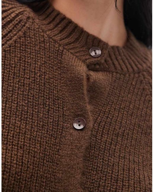 ASOS Brown Knitted Raglan Cardigan