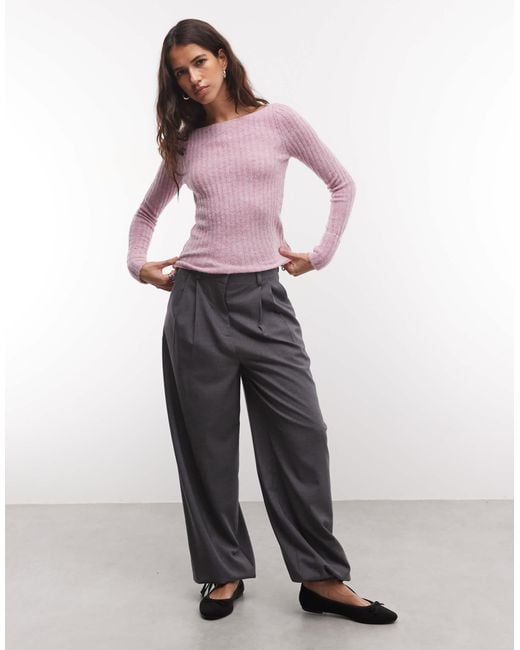 Monki Purple Gerippter strickpullover