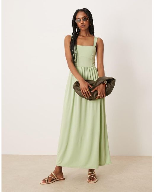 Vestito Midi Salvia Con Scollo Squadrato di ASOS in Green