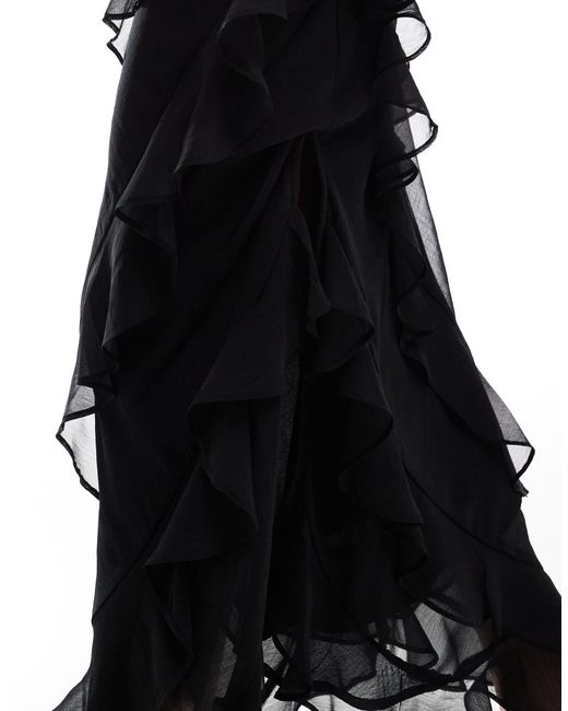 Pretty Lavish Black Multiway Cross Over Ruffle Midaxi Dress