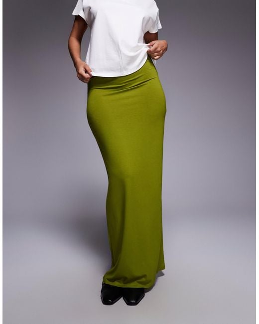 ASOS Green Jersey Column Maxi Skirt