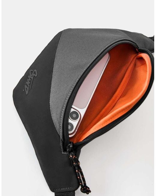 Pull&Bear Black Mixed Fabric Stwd Belt Bag for men