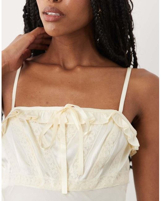 Miss Selfridge Natural Satin Tie Front Cami Maxi Dress