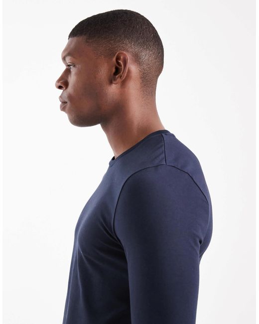 ASOS – langärmliges basic-t-shirt in Blue für Herren