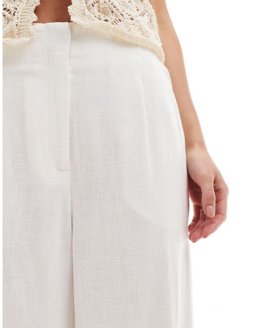 Asos design petite - pantalon taille haute à pinces en lin mélangé ASOS en coloris White