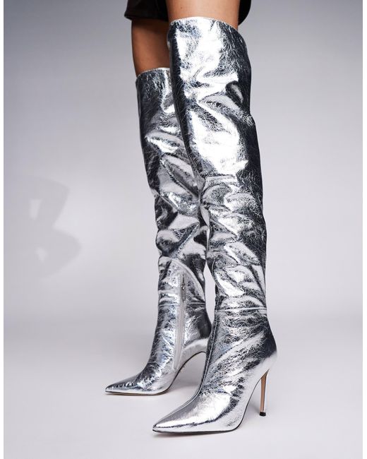 Steve Madden Gray Epic Pointed Stiletto Heelover The Knee Boots