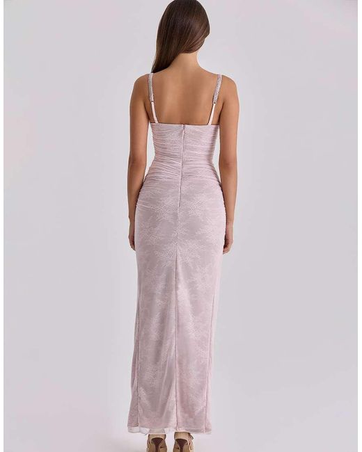 House Of Cb Purple Lini Baby Lace Mesh Maxi Dress